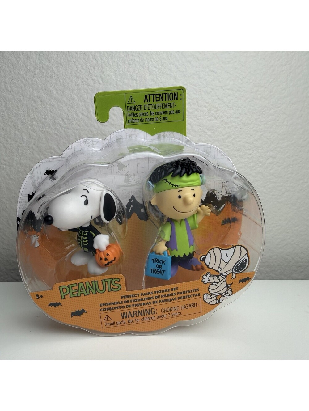 Peanuts Halloween Perfect Pairs Snoopy Charlie Brown Frankenstein Figure Set NIB